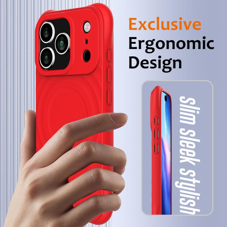 For iPhone 17 Pro Max Wave Texture MagSafe Magnetic Liquid Silicone Phone Case(Red) - iPhone 17 Pro Max Cases by buy2fix | Online Shopping UK | buy2fix