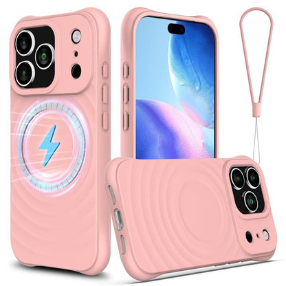 For iPhone 17 Pro Max Wave Texture MagSafe Magnetic Liquid Silicone Phone Case(Pink) - iPhone 17 Pro Max Cases by buy2fix | Online Shopping UK | buy2fix