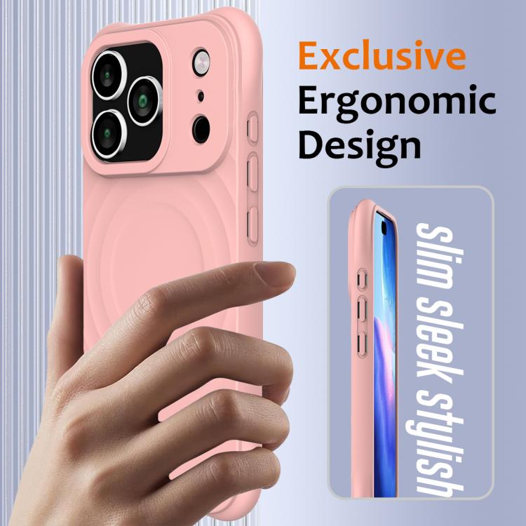 For iPhone 17 Pro Max Wave Texture MagSafe Magnetic Liquid Silicone Phone Case(Pink) - iPhone 17 Pro Max Cases by buy2fix | Online Shopping UK | buy2fix