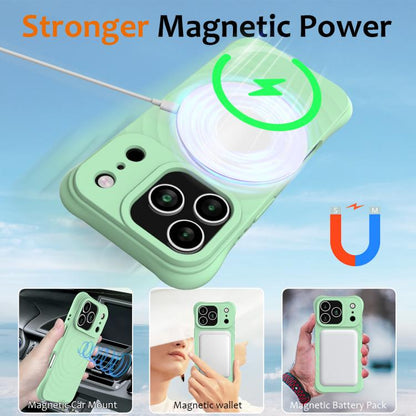 For iPhone 17 Pro Wave Texture MagSafe Magnetic Liquid Silicone Phone Case(Green) - iPhone 17 Pro Cases by buy2fix | Online Shopping UK | buy2fix