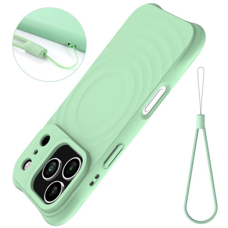 For iPhone 17 Pro Wave Texture MagSafe Magnetic Liquid Silicone Phone Case(Green) - iPhone 17 Pro Cases by buy2fix | Online Shopping UK | buy2fix