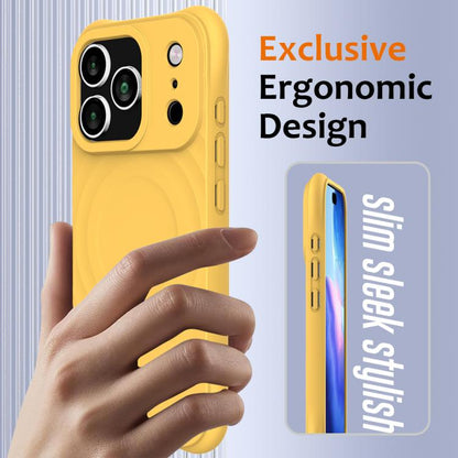 For iPhone 17 Pro Wave Texture MagSafe Magnetic Liquid Silicone Phone Case(Yellow) - iPhone 17 Pro Cases by buy2fix | Online Shopping UK | buy2fix
