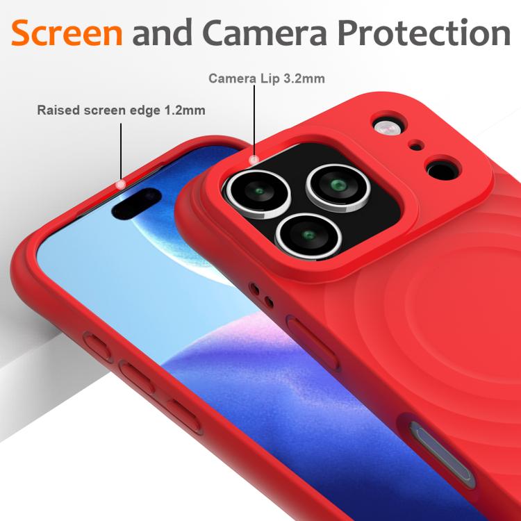 For iPhone 17 Pro Wave Texture MagSafe Magnetic Liquid Silicone Phone Case(Red) - iPhone 17 Pro Cases by buy2fix | Online Shopping UK | buy2fix