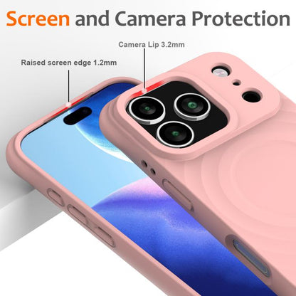 For iPhone 17 Pro Wave Texture MagSafe Magnetic Liquid Silicone Phone Case(Pink) - iPhone 17 Pro Cases by buy2fix | Online Shopping UK | buy2fix