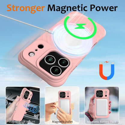 For iPhone 17 Pro Wave Texture MagSafe Magnetic Liquid Silicone Phone Case(Pink) - iPhone 17 Pro Cases by buy2fix | Online Shopping UK | buy2fix