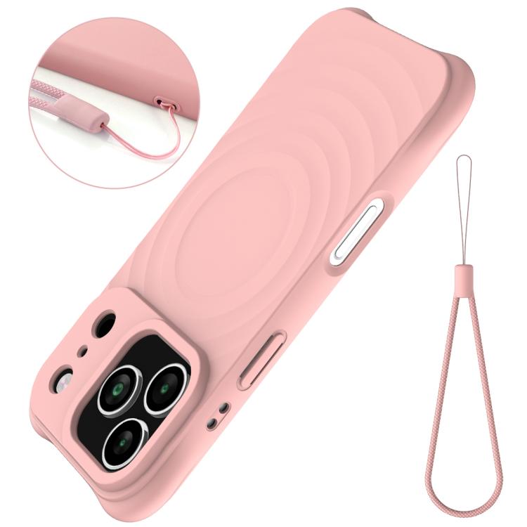 For iPhone 17 Pro Wave Texture MagSafe Magnetic Liquid Silicone Phone Case(Pink) - iPhone 17 Pro Cases by buy2fix | Online Shopping UK | buy2fix