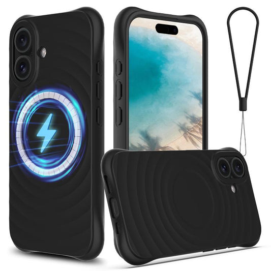 For iPhone 17 Wave Texture MagSafe Magnetic Liquid Silicone Phone Case(Black) - iPhone 17 Cases by buy2fix | Online Shopping UK | buy2fix