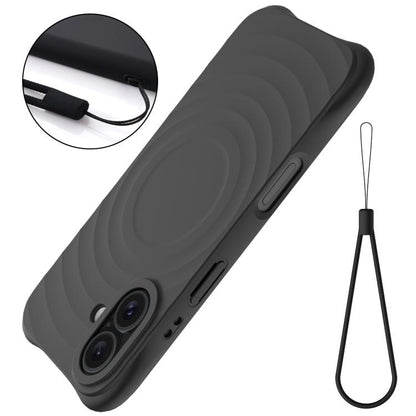 For iPhone 17 Wave Texture MagSafe Magnetic Liquid Silicone Phone Case(Black) - iPhone 17 Cases by buy2fix | Online Shopping UK | buy2fix