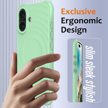 For iPhone 17 Wave Texture MagSafe Magnetic Liquid Silicone Phone Case(Green) - iPhone 17 Cases by buy2fix | Online Shopping UK | buy2fix