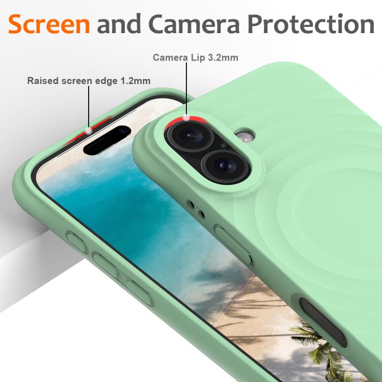 For iPhone 17 Wave Texture MagSafe Magnetic Liquid Silicone Phone Case(Green) - iPhone 17 Cases by buy2fix | Online Shopping UK | buy2fix