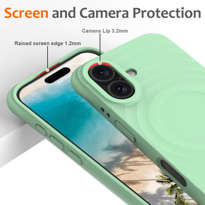 For iPhone 17 Wave Texture MagSafe Magnetic Liquid Silicone Phone Case(Green) - iPhone 17 Cases by buy2fix | Online Shopping UK | buy2fix