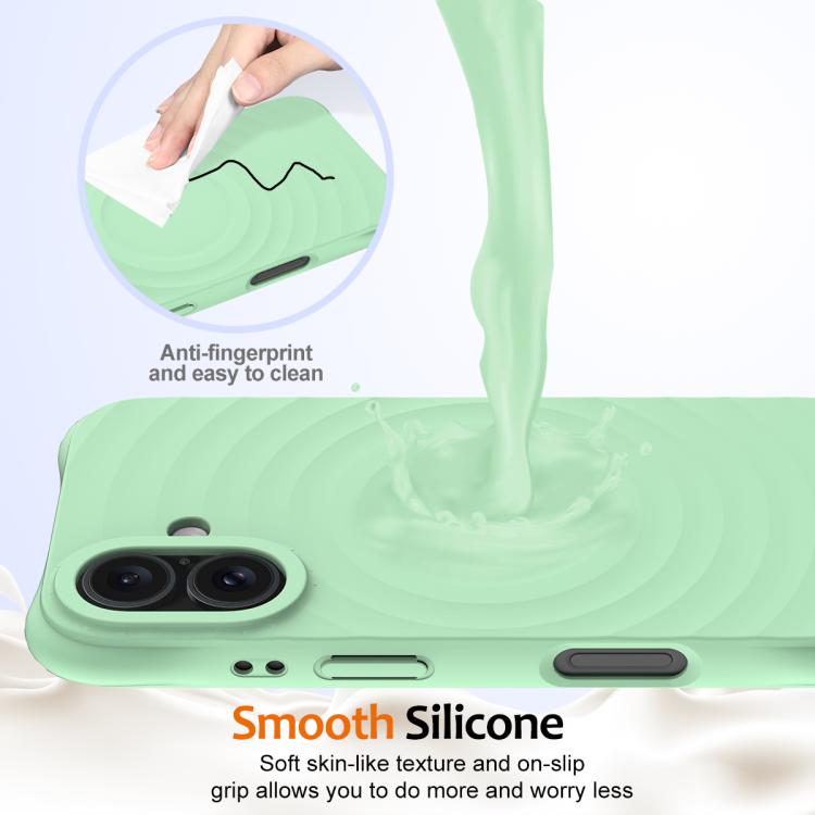 For iPhone 17 Wave Texture MagSafe Magnetic Liquid Silicone Phone Case(Green) - iPhone 17 Cases by buy2fix | Online Shopping UK | buy2fix