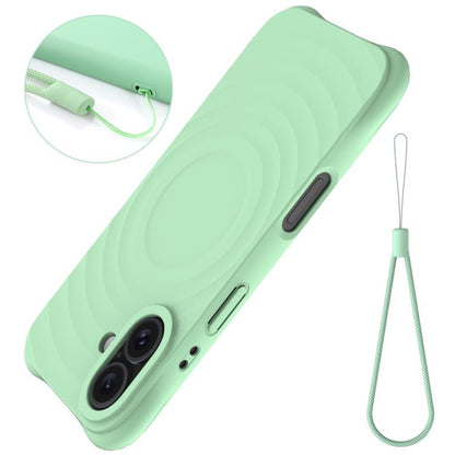 For iPhone 17 Wave Texture MagSafe Magnetic Liquid Silicone Phone Case(Green) - iPhone 17 Cases by buy2fix | Online Shopping UK | buy2fix