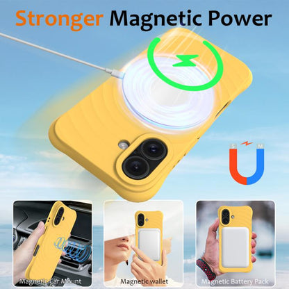 For iPhone 17 Wave Texture MagSafe Magnetic Liquid Silicone Phone Case(Yellow) - iPhone 17 Cases by buy2fix | Online Shopping UK | buy2fix