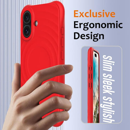 For iPhone 17 Wave Texture MagSafe Magnetic Liquid Silicone Phone Case(Red) - iPhone 17 Cases by buy2fix | Online Shopping UK | buy2fix