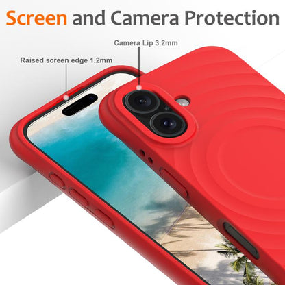 For iPhone 17 Wave Texture MagSafe Magnetic Liquid Silicone Phone Case(Red) - iPhone 17 Cases by buy2fix | Online Shopping UK | buy2fix