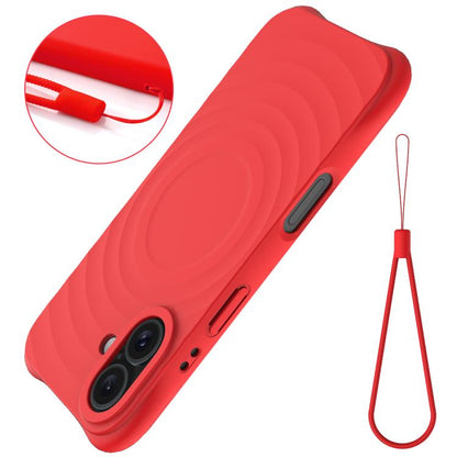 For iPhone 17 Wave Texture MagSafe Magnetic Liquid Silicone Phone Case(Red) - iPhone 17 Cases by buy2fix | Online Shopping UK | buy2fix