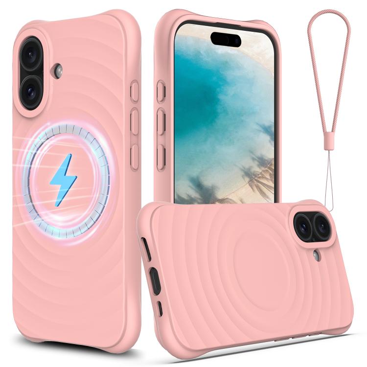 For iPhone 17 Wave Texture MagSafe Magnetic Liquid Silicone Phone Case(Pink) - iPhone 17 Cases by buy2fix | Online Shopping UK | buy2fix