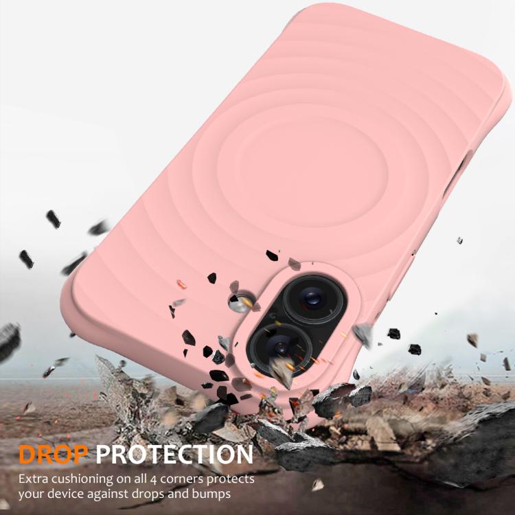For iPhone 17 Wave Texture MagSafe Magnetic Liquid Silicone Phone Case(Pink) - iPhone 17 Cases by buy2fix | Online Shopping UK | buy2fix