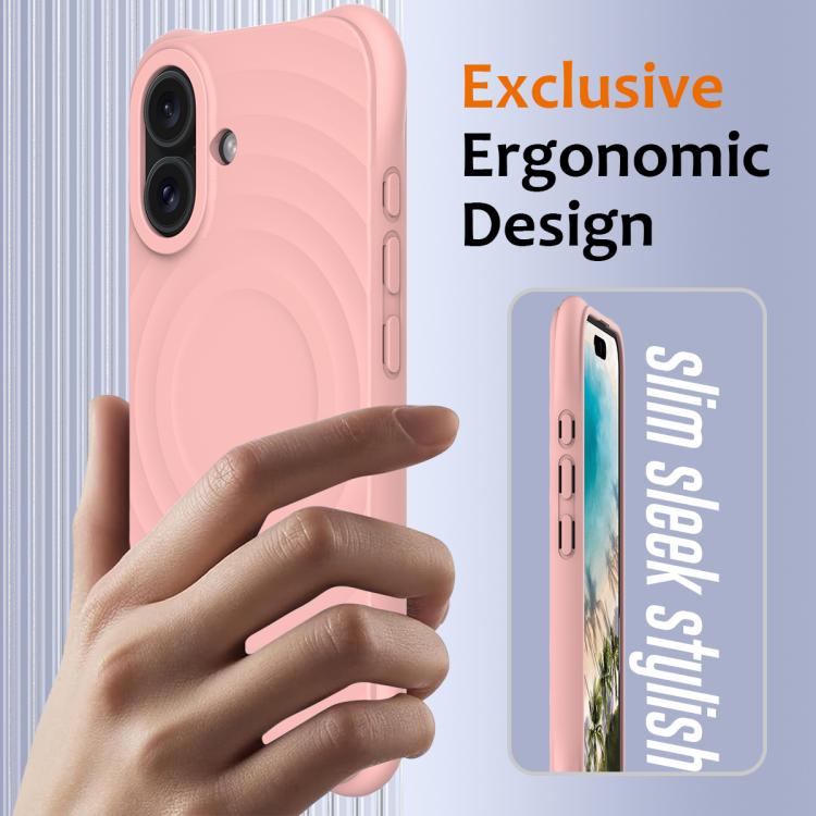 For iPhone 17 Wave Texture MagSafe Magnetic Liquid Silicone Phone Case(Pink) - iPhone 17 Cases by buy2fix | Online Shopping UK | buy2fix