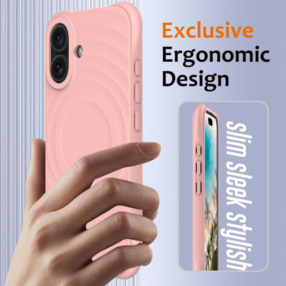 For iPhone 17 Wave Texture MagSafe Magnetic Liquid Silicone Phone Case(Pink) - iPhone 17 Cases by buy2fix | Online Shopping UK | buy2fix