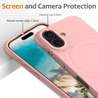 For iPhone 17 Wave Texture MagSafe Magnetic Liquid Silicone Phone Case(Pink) - iPhone 17 Cases by buy2fix | Online Shopping UK | buy2fix