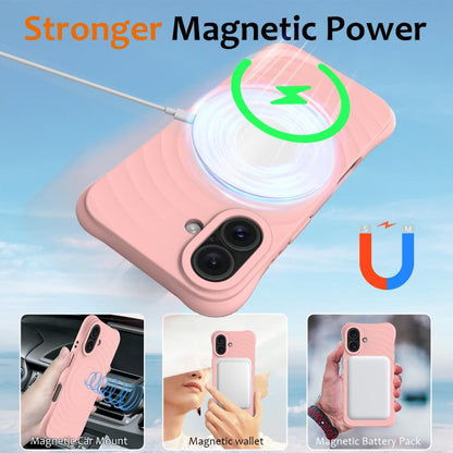 For iPhone 17 Wave Texture MagSafe Magnetic Liquid Silicone Phone Case(Pink) - iPhone 17 Cases by buy2fix | Online Shopping UK | buy2fix