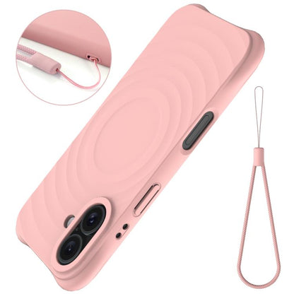 For iPhone 17 Wave Texture MagSafe Magnetic Liquid Silicone Phone Case(Pink) - iPhone 17 Cases by buy2fix | Online Shopping UK | buy2fix