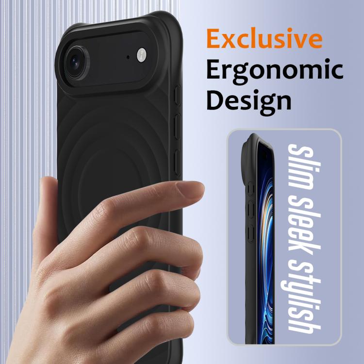 For iPhone Air Wave Texture MagSafe Magnetic Liquid Silicone Phone Case(Black) - iPhone Air Cases by buy2fix | Online Shopping UK | buy2fix
