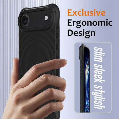 For iPhone Air Wave Texture MagSafe Magnetic Liquid Silicone Phone Case(Black) - iPhone Air Cases by buy2fix | Online Shopping UK | buy2fix