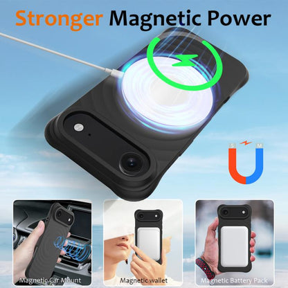For iPhone Air Wave Texture MagSafe Magnetic Liquid Silicone Phone Case(Black) - iPhone Air Cases by buy2fix | Online Shopping UK | buy2fix