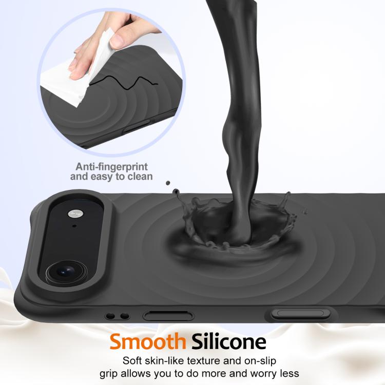 For iPhone Air Wave Texture MagSafe Magnetic Liquid Silicone Phone Case(Black) - iPhone Air Cases by buy2fix | Online Shopping UK | buy2fix