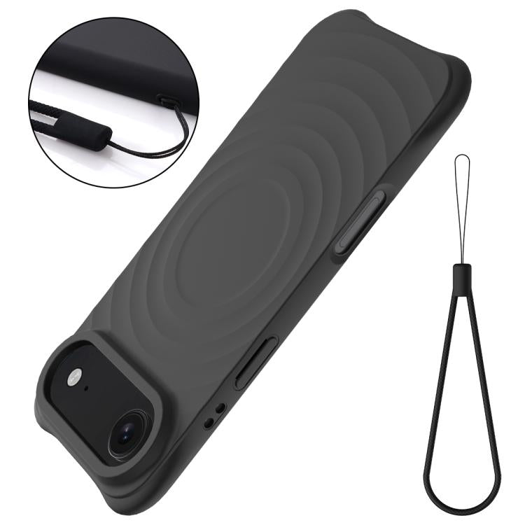 For iPhone Air Wave Texture MagSafe Magnetic Liquid Silicone Phone Case(Black) - iPhone Air Cases by buy2fix | Online Shopping UK | buy2fix