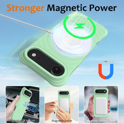 For iPhone Air Wave Texture MagSafe Magnetic Liquid Silicone Phone Case(Green) - iPhone Air Cases by buy2fix | Online Shopping UK | buy2fix