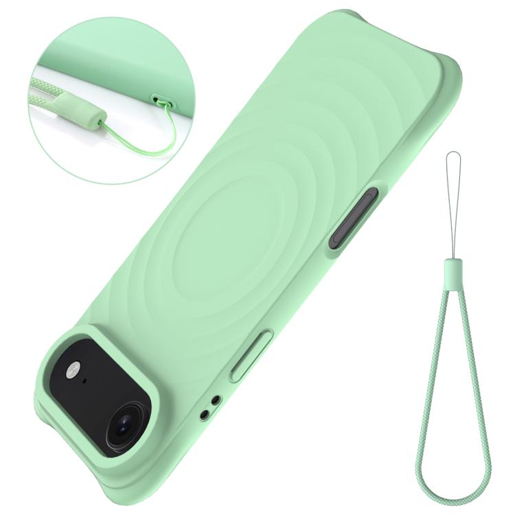 For iPhone Air Wave Texture MagSafe Magnetic Liquid Silicone Phone Case(Green) - iPhone Air Cases by buy2fix | Online Shopping UK | buy2fix
