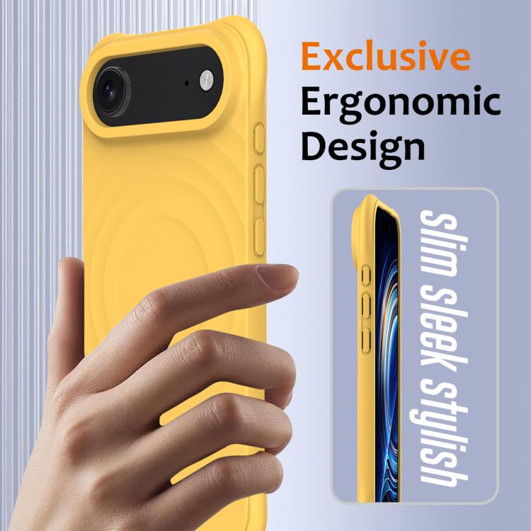 For iPhone Air Wave Texture MagSafe Magnetic Liquid Silicone Phone Case(Yellow) - iPhone Air Cases by buy2fix | Online Shopping UK | buy2fix
