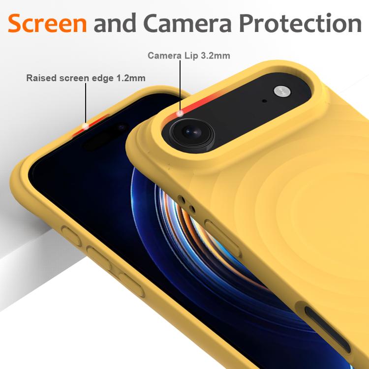 For iPhone Air Wave Texture MagSafe Magnetic Liquid Silicone Phone Case(Yellow) - iPhone Air Cases by buy2fix | Online Shopping UK | buy2fix