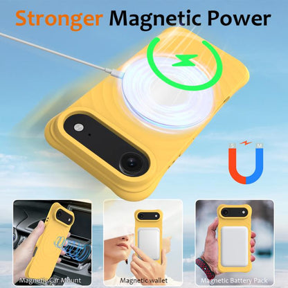 For iPhone Air Wave Texture MagSafe Magnetic Liquid Silicone Phone Case(Yellow) - iPhone Air Cases by buy2fix | Online Shopping UK | buy2fix