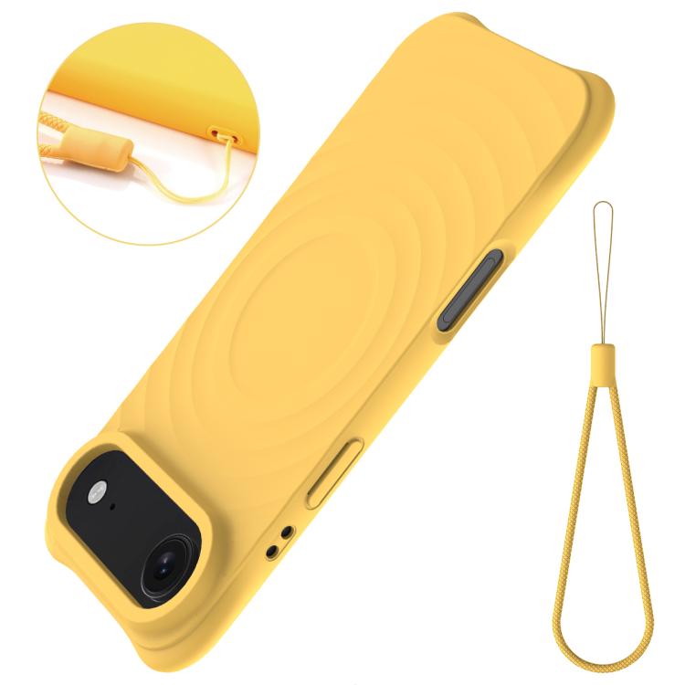 For iPhone Air Wave Texture MagSafe Magnetic Liquid Silicone Phone Case(Yellow) - iPhone Air Cases by buy2fix | Online Shopping UK | buy2fix