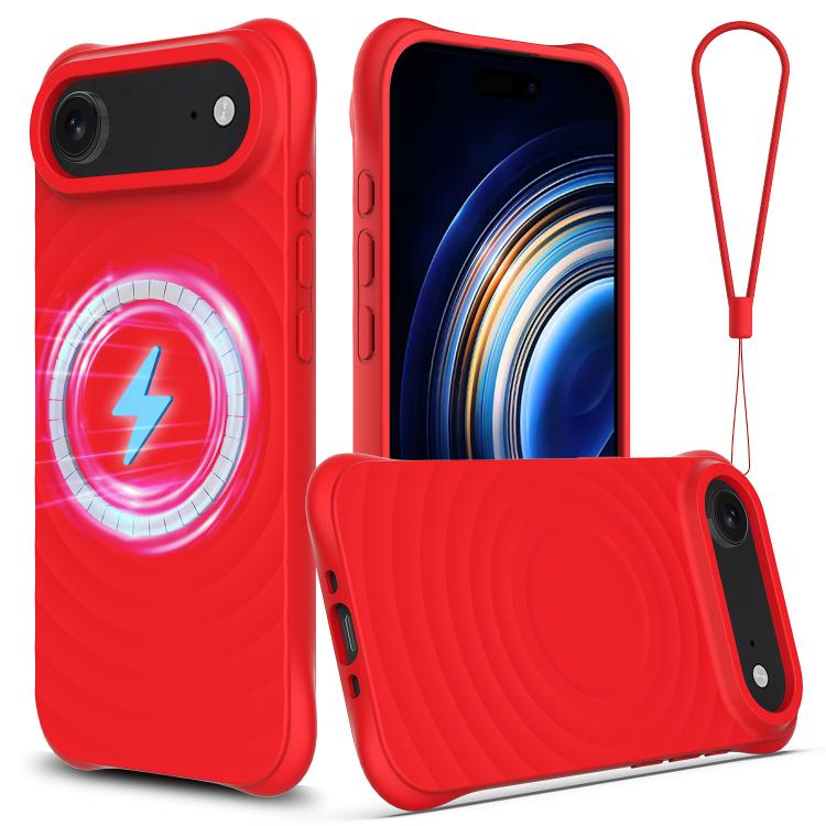 For iPhone Air Wave Texture MagSafe Magnetic Liquid Silicone Phone Case(Red) - iPhone Air Cases by buy2fix | Online Shopping UK | buy2fix