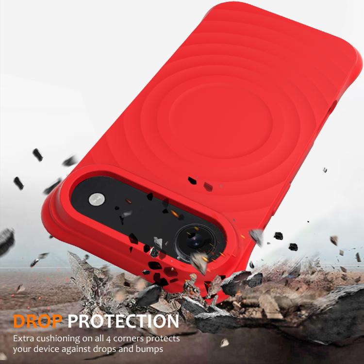 For iPhone Air Wave Texture MagSafe Magnetic Liquid Silicone Phone Case(Red) - iPhone Air Cases by buy2fix | Online Shopping UK | buy2fix