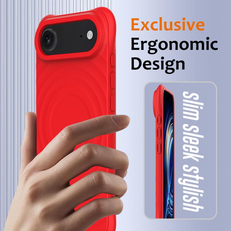For iPhone Air Wave Texture MagSafe Magnetic Liquid Silicone Phone Case(Red) - iPhone Air Cases by buy2fix | Online Shopping UK | buy2fix