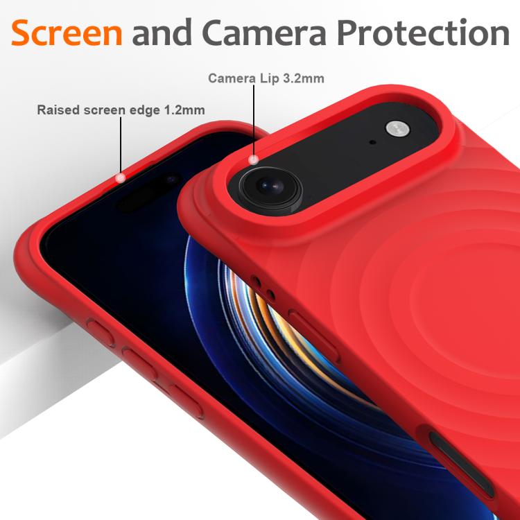 For iPhone Air Wave Texture MagSafe Magnetic Liquid Silicone Phone Case(Red) - iPhone Air Cases by buy2fix | Online Shopping UK | buy2fix