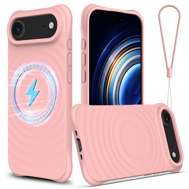 For iPhone Air Wave Texture MagSafe Magnetic Liquid Silicone Phone Case(Pink) - iPhone Air Cases by buy2fix | Online Shopping UK | buy2fix