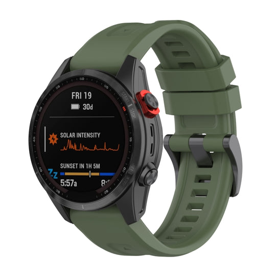 For Garmin Fenix 5 26mm Quick Release Silicone Watch Band(Army Green)