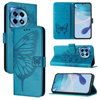 For OnePlus 12 5G Global Embossed Butterfly Leather Phone Case(Blue) - OnePlus Cases by buy2fix | Online Shopping UK | buy2fix
