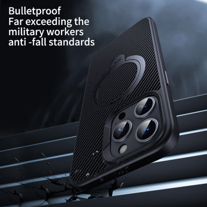 For iPhone 14 / 13 Double Ring MagSafe Holder Carbon Fiber Phone Case(Silver) by buy2fix