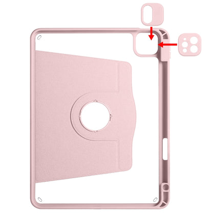 For iPad Air 11 2025 / 2024 Acrylic 360 Degree Rotation Holder Leather Tablet Case(Sand Pink) - More iPad Cases by buy2fix | Online Shopping UK | buy2fix