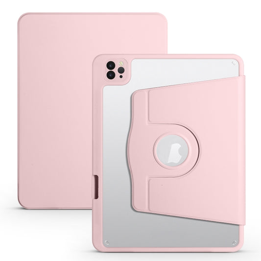 For iPad Air 13 2025 / 2024 Acrylic 360 Degree Rotation Holder Leather Tablet Case(Sand Pink) - More iPad Cases by buy2fix | Online Shopping UK | buy2fix