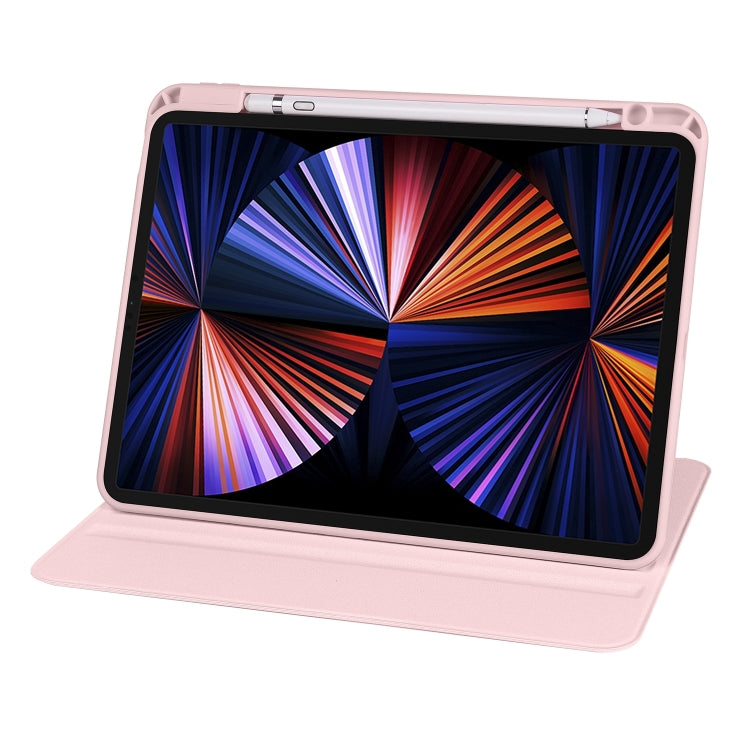 For iPad Air 13 2025 / 2024 Acrylic 360 Degree Rotation Holder Leather Tablet Case(Sand Pink) - More iPad Cases by buy2fix | Online Shopping UK | buy2fix